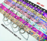 Punk Holographic Leather Choker with Spikes