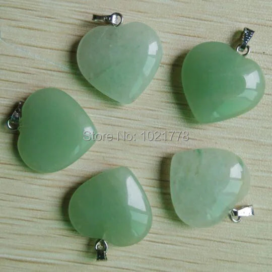 Green Aventurine Heart Charm Pendants 50pcs/lot