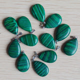 50pcs Natural Malachite Teardrop Charms Pendants Jewelry