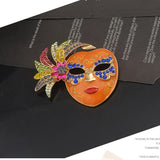 Orange Crystal Rhinestone Brooch Pin for Women