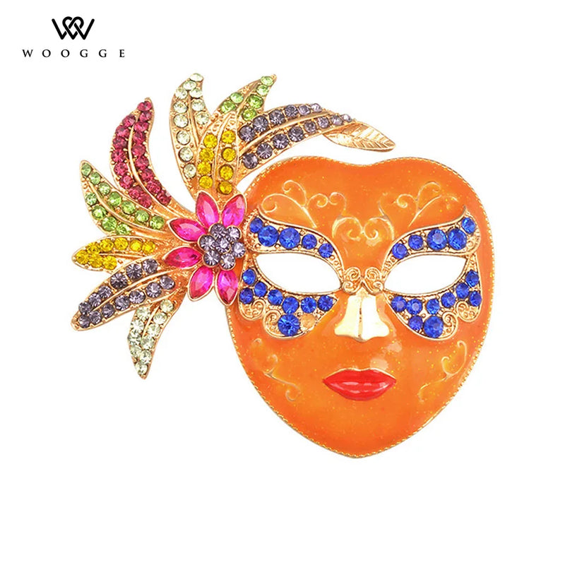Orange Crystal Rhinestone Brooch Pin for Women