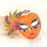 Orange Crystal Rhinestone Brooch Pin for Women