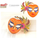 Orange Crystal Rhinestone Brooch Pin for Women