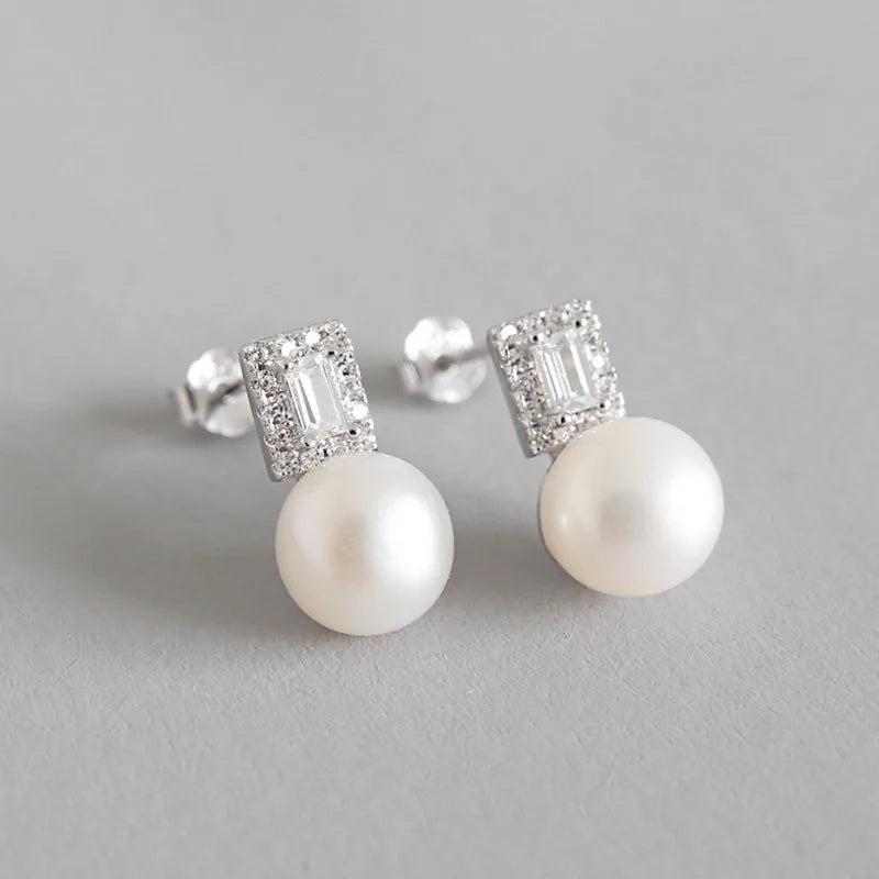 Pearl Earrings 925 Silver Jewelry Gift