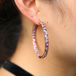 Multicolored Geometric Circle Earrings for Women, 50MM Size