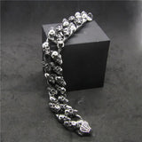 Double Line Skull Bracelet 316L Stainless Steel Band Party Style Biker Bracelet