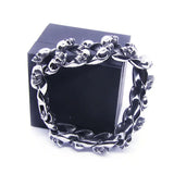 Double Line Skull Bracelet 316L Stainless Steel Band Party Style Biker Bracelet