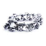 Double Line Skull Bracelet 316L Stainless Steel Band Party Style Biker Bracelet