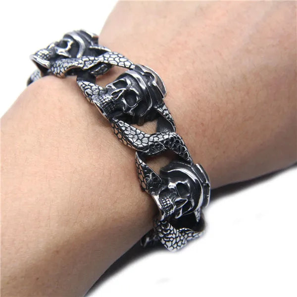 Real Pilot Ghost Chain Bracelet Stainless Steel Biker Bracelet