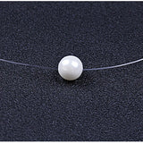 925 Silver Fishing Line Pearl Necklace Pendant Jewelry N03