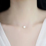 925 Silver Fishing Line Pearl Necklace Pendant Jewelry N03