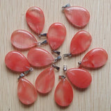 Watermelon Red Stone Flat Water Drop Charms Pendants 50pcs