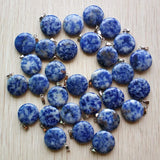 50pcs/lot Sodalite Stone Round Shape Charms Pendants for Jewelry Making