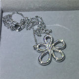 Flower Shape Pendant AAAAA Zircon CZ 925 Sterling Silver Wedding Pendants