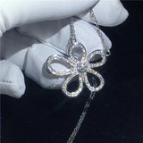 Flower Shape Pendant AAAAA Zircon CZ 925 Sterling Silver Wedding Pendants