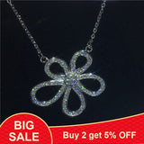 Flower Shape Pendant AAAAA Zircon CZ 925 Sterling Silver Wedding Pendants