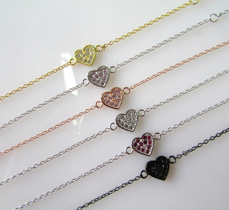 925 Silver cz Heart Bracelet for Women