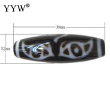 Japan 8 Pattern Natural Tibetan Dzi Beads Oval 38x12x2.50mm Two Tone