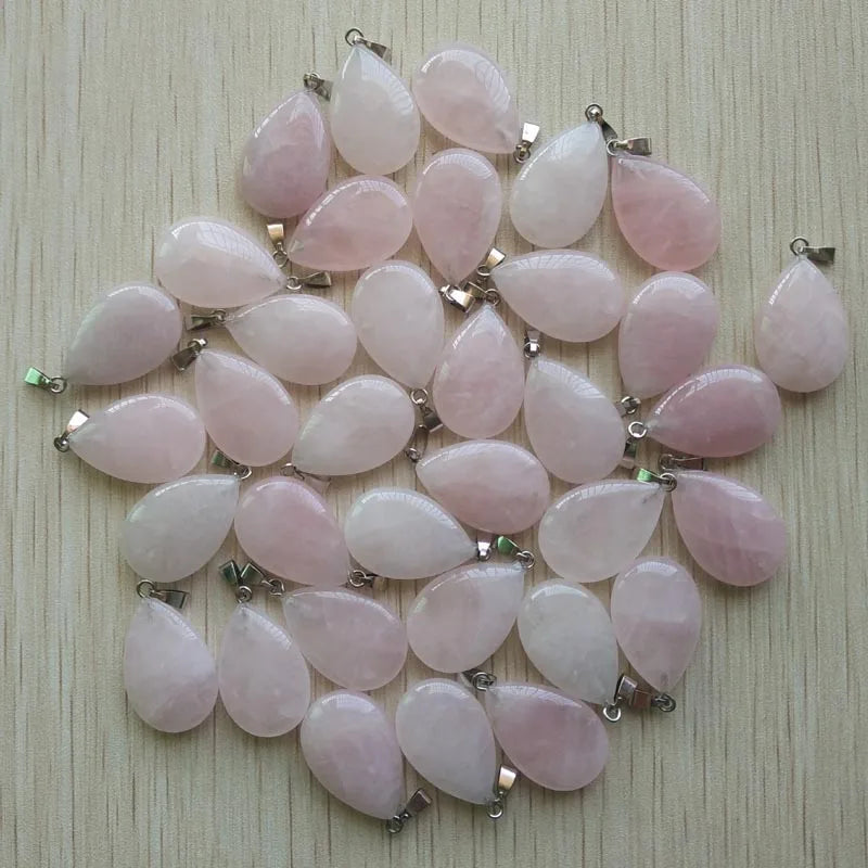 High Natural Pink Crystal Water Drop Charms Pendants 50pcs/lot