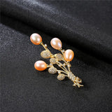 925 Sterling Silver Tree Leaves Natural Pearl Brooch Pin Gift
