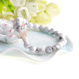 Unisex Natural Stone Jesus Cross Charm Bracelet - Men Women Jewelry
