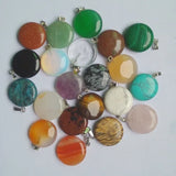 Hot Mixed Stone Round Charms Pendants for Necklace Making 24pcs/lot