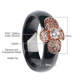 Bee Ceramic Rings For Women Rose Big CZ Pink Ceramic Rings Women Jewelry