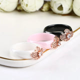 Bee Ceramic Rings For Women Rose Big CZ Pink Ceramic Rings Women Jewelry