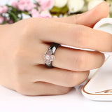 Bee Ceramic Rings For Women Rose Big CZ Pink Ceramic Rings Women Jewelry