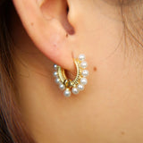 Long Pearl Beads Round Earrings 925 Silver Women Jewelry