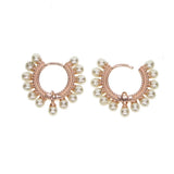 Long Pearl Beads Round Earrings 925 Silver Women Jewelry