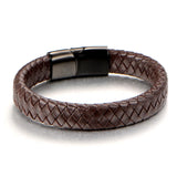 Men's Punk Leather Bracelet Stainless Magnetic Bangle 20.5cm