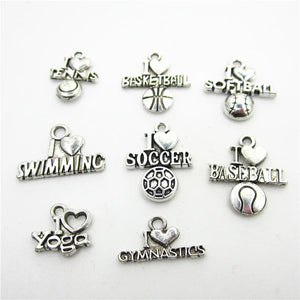 20pcs Softball Yoga Swimming Dangle Charms DIY Jewelry Floating Charms