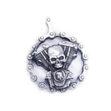 Motorcycles Chain Skull Engine Pendant Stainless Steel Biker Skull Pendant