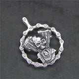 Motorcycles Chain Skull Engine Pendant Stainless Steel Biker Skull Pendant