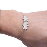 925 Silver Boy Girl Charm Bracelet Clear Crystal CZ