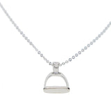 925 Sterling Silver Polished Stirrup Horse Pendant Equestrian Necklace