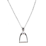 925 Sterling Silver Polished Stirrup Horse Pendant Equestrian Necklace