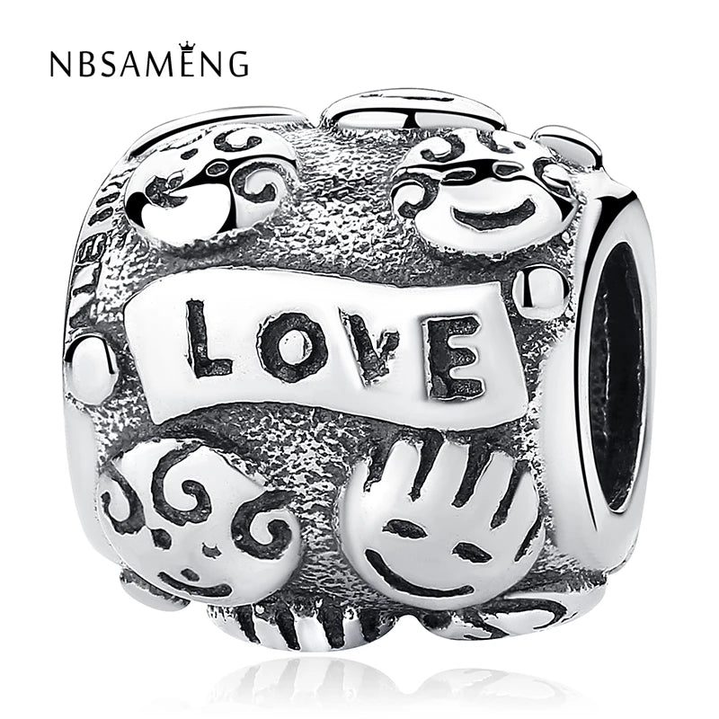 925 Silver Family Love Charm Fits Bracelets Charms Jewelry