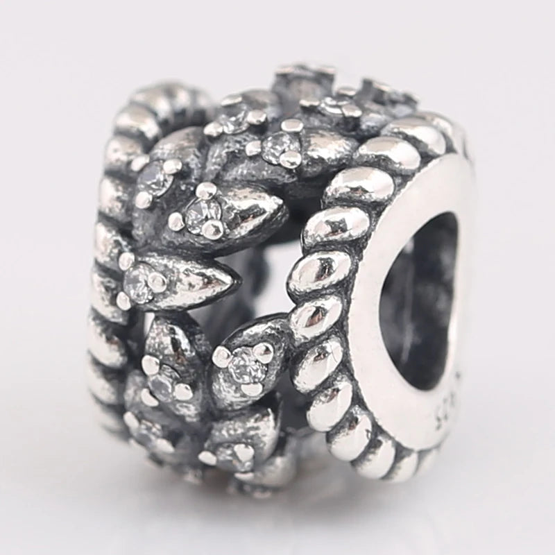 Grain Swirls Charm 925 Sterling Silver Bead DIY Jewelry
