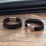 Stainless Steel High Retro Leather Bracelet Men's