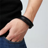 Stainless Steel High Retro Leather Bracelet Men's