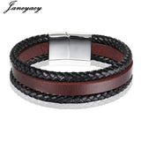 Stainless Steel High Retro Leather Bracelet Men's