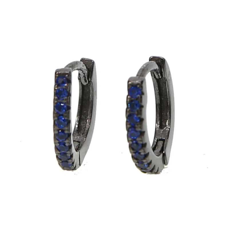 Mini CZ Circle Earrings in 3 Colors, 925 Silver