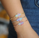 Colorful Evil Eye Micro Pave CZ Thin Adjustable Bracelet