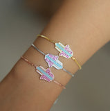Colorful Evil Eye Micro Pave CZ Thin Adjustable Bracelet