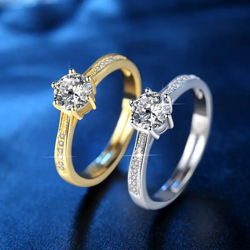 Zircon Ring 6 Claw Full Round CZ Adjustable