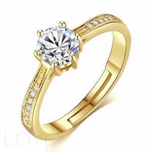 Zircon Ring 6 Claw Full Round CZ Adjustable