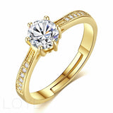 Zircon Ring 6 Claw Full Round CZ Adjustable