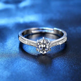 Zircon Ring 6 Claw Full Round CZ Adjustable